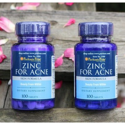 Bill Mỹ - Viên uống Puritan's Pride Zinc for Acne 100 viên