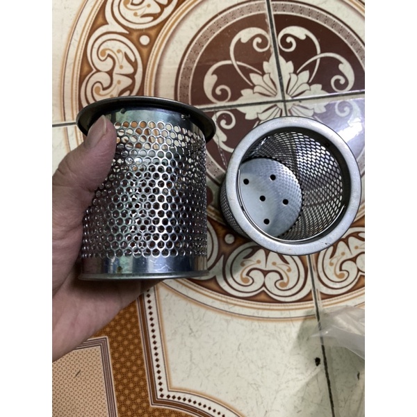 Dụng cụ lọc rác bồn rửa chén inox lồng sâu có quai cầm