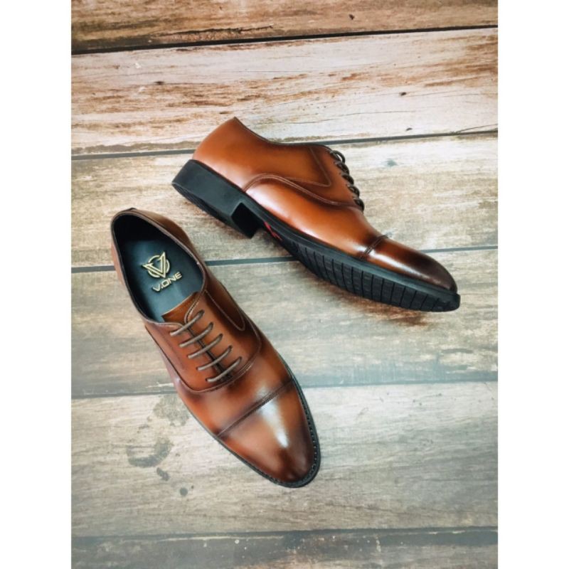 Giày tây nam công sở[bảo hành 2 năm]  màu nâu buộc dây da bò thật cao cấp, sản xuất tại xưởng giày nguyễn được