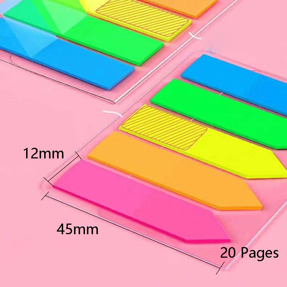 Giấy dán ghi chú đánh dấu trang sách màu sắc dạ quang tự dính tiện lợi dùng cho văn phòng trường hợp