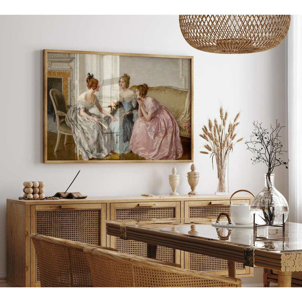 Tranh treo tường, Vintage Women Print, Victorian Women, Antique Painting, Vintage Wall Art, Regency, tặng kèm đinh treo.