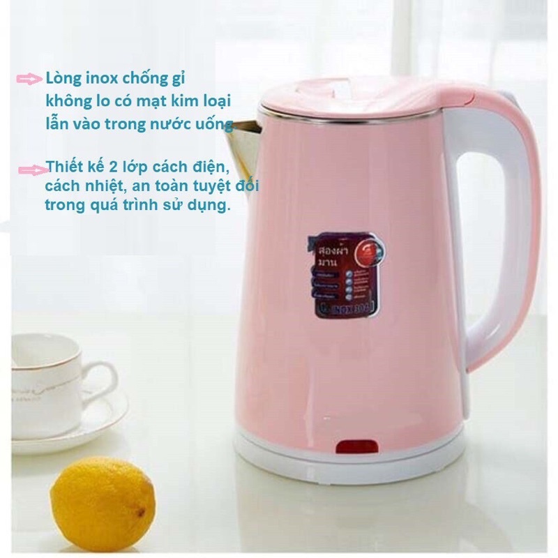 Ấm siêu tốc Thái Lan 2 lớp, bình đun nước siêu tốc 2.5L
