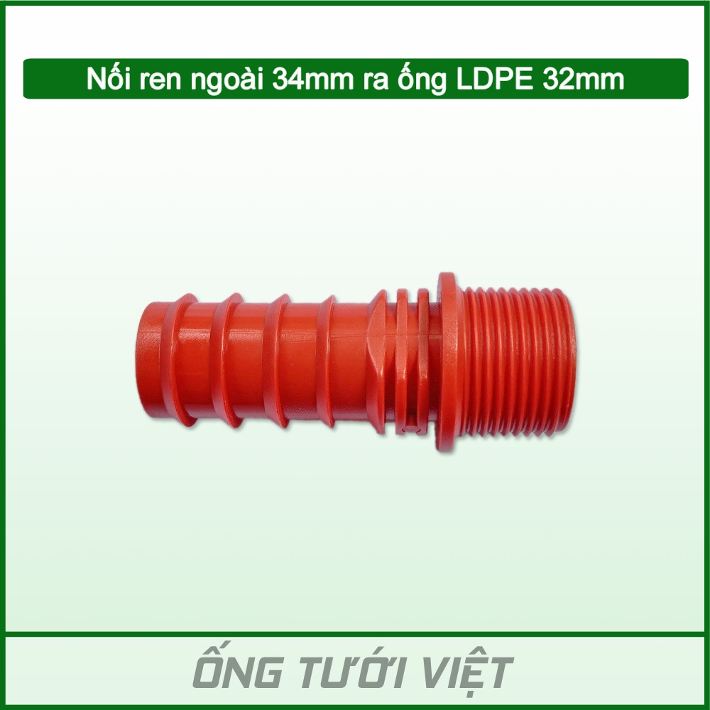Nối ren ngoài 34mm ra ống LDPE 32mm | Phụ kiện ống LDPE dùng cho hệ thống tưới