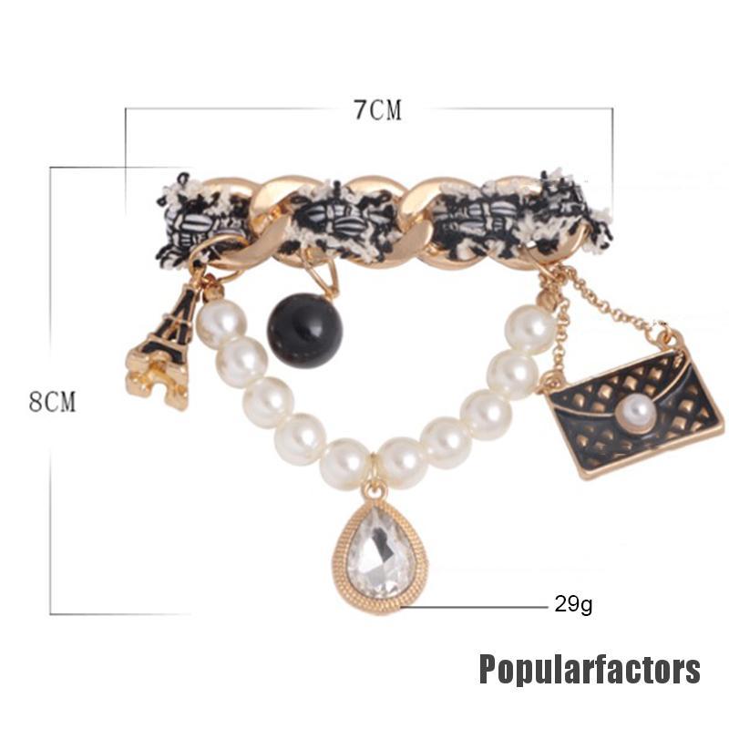 1 Ghim Cài Áo Với Thiết Kế Hoa Pha Lê Và Ngọc Trai