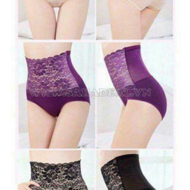 Quần lót cạp cao gen bụng phối ren made in Thái Lan