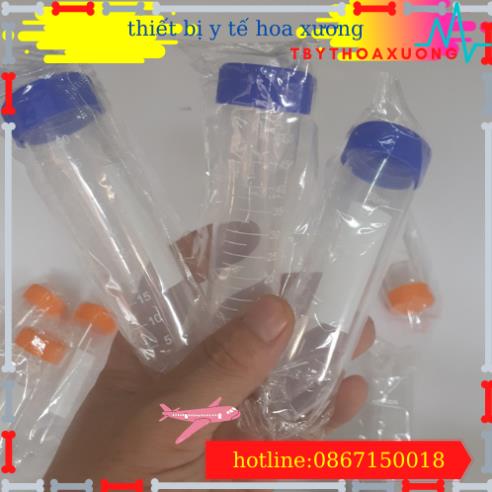 Túi 50 Ống Falcon 50ml - Ống Ly Tâm 50ml Nắp Vặn, Đáy Nhọn Tiệt Trùng Từng Cái