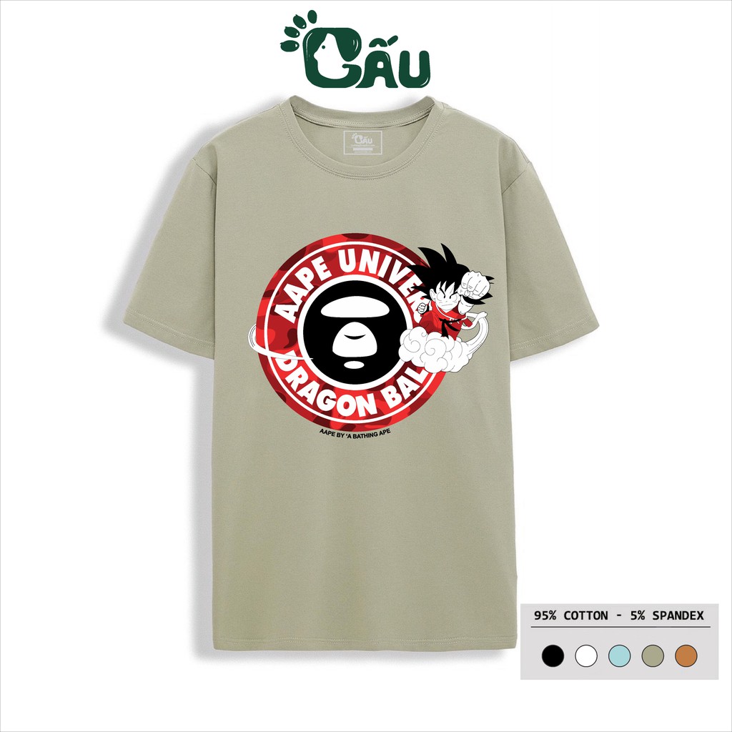 Áo thun nam GẤU 194 cổ tròn tay ngắn vải coton co dãn, dày dặn, form regular fit - Songoku Dragon Ball