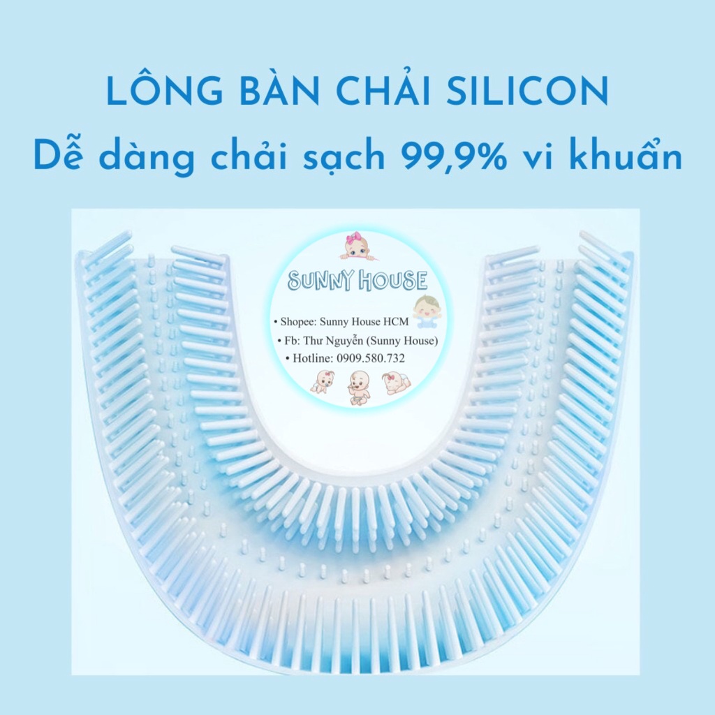 Bàn chải đánh răng silicon chữ U thông minh cho bé từ 2 - 6 tuổi