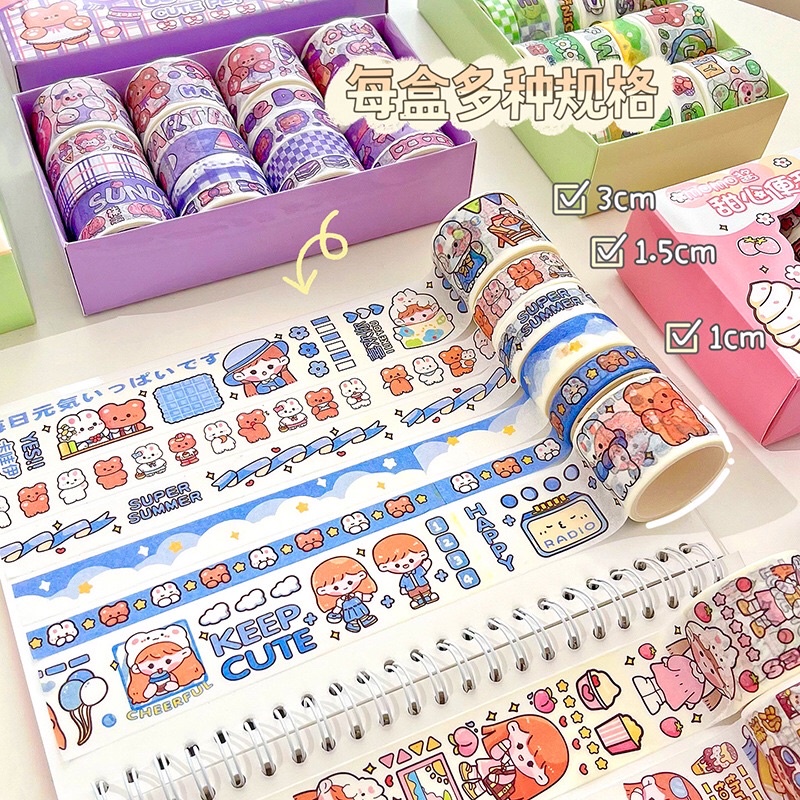 Cuộn washitape 2m hình ảnh chủ đề dễ thương phong cách Hàn Quốc