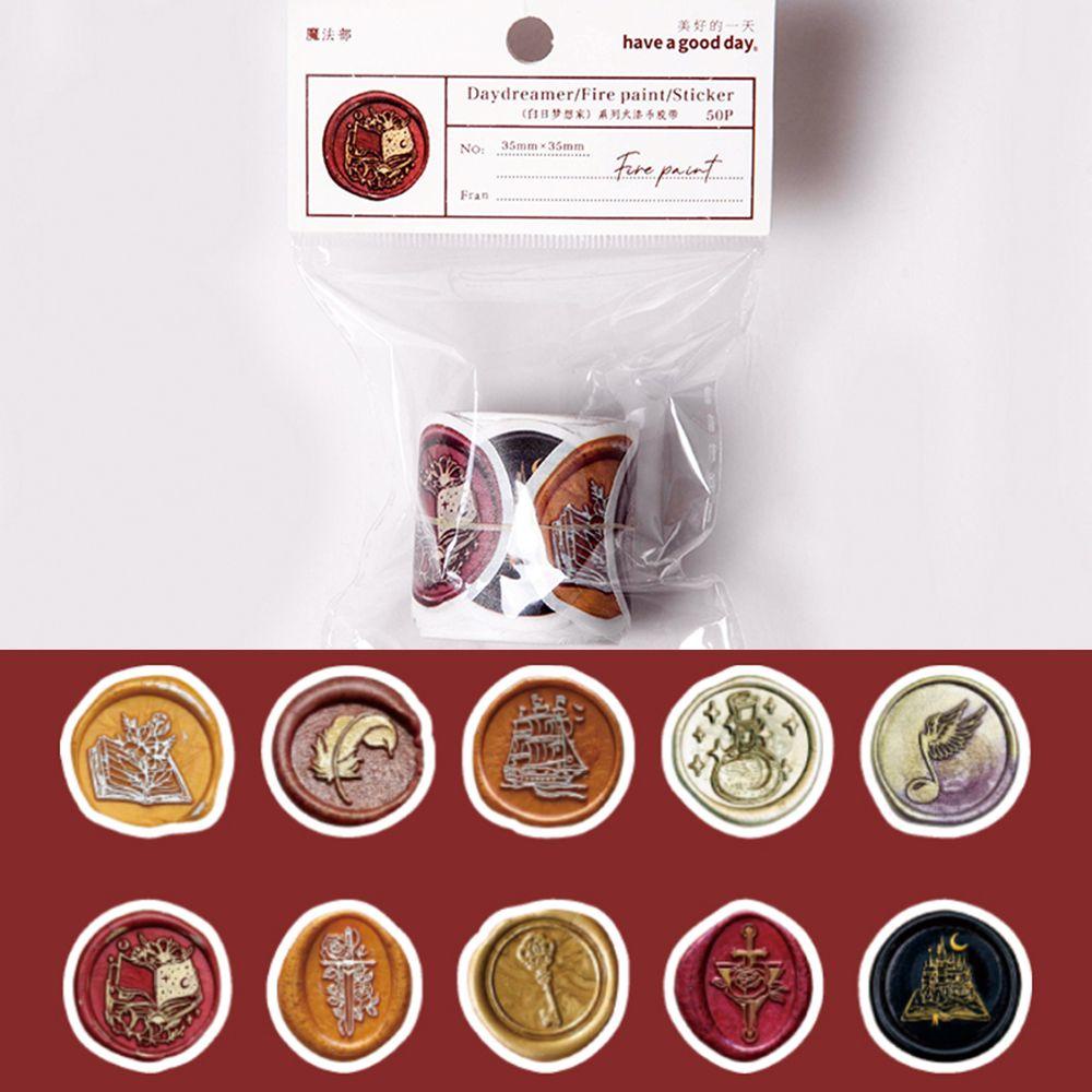 Cuộn 50 Miếng Dán Trang Trí Hình Đồng Xu Đẹp Mắt