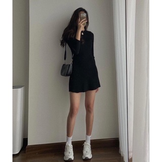 Đầm body thun gân tay dài dáng chữ aaa