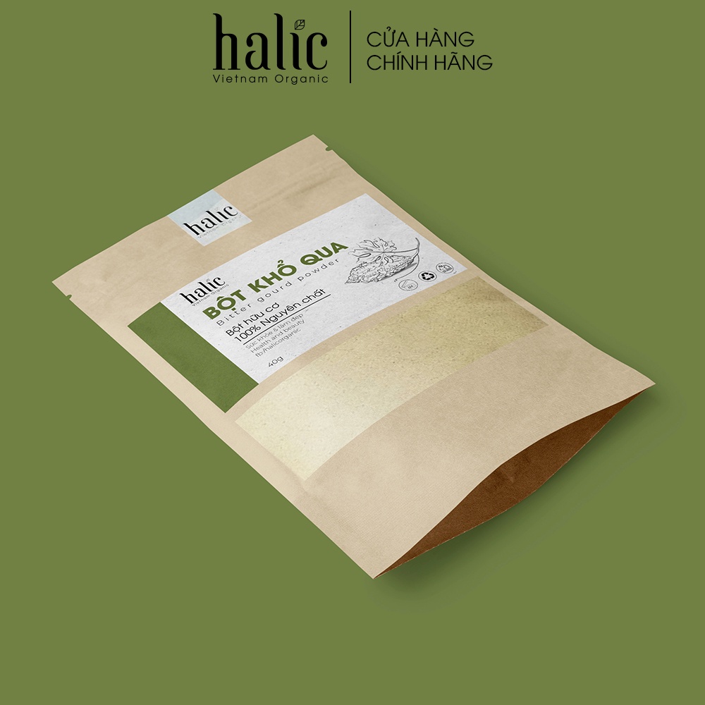 Bột Khổ Qua nguyên chất Halic Organic 40G đắp mặt nạ giảm mụn, mờ thâm nám, chống lão hóa và se khít lỗ chân lông