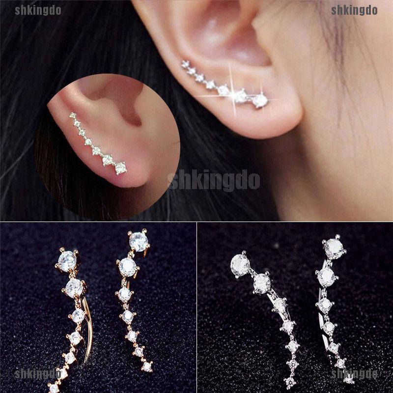 Hoa tai mạ vàng/bạc đính pha lê lấp lánh sang trọng