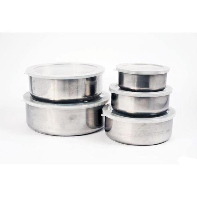 Bộ thố lạnh inox 5 món , Bộ 5 hộp đựng thực phẩm inox có nắp đậy cao cấp