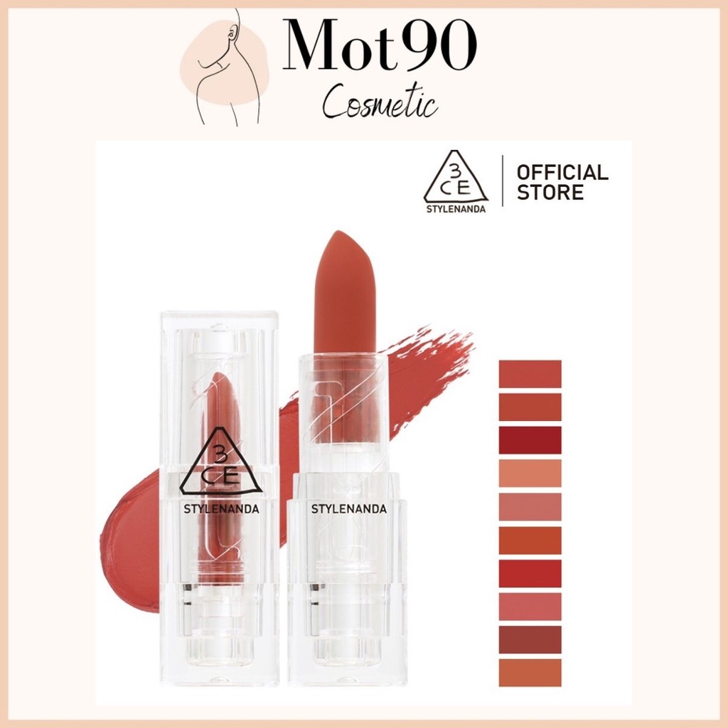 Son Thỏi Lì 3CE Soft Matte Lipstick Vỏ Trong Suốt Cho Làn Môi Mịn Màng Ẩm Mượt