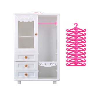 Tủ Đựng Quần Áo Cho Búp Bê Tặng Kèm 10 Móc Cho Bé