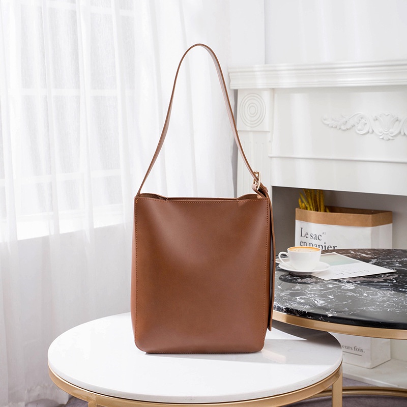 Túi Đeo Vai Màu Sắc Trơn Có Sức Chứa Lớn Dành Cho Nữ