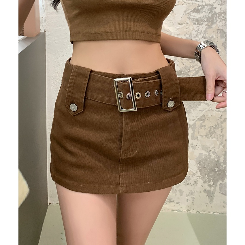 Quần Short Lưng Cao Phối Khóa Thời Trang Đường Phố Cá Tính Cho Nữ