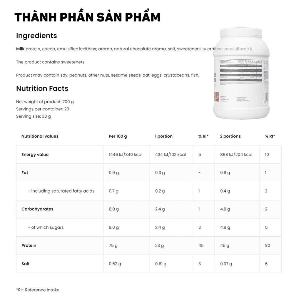 OSTROVIT CASEIN PROTEIN - NUÔI CƠ TRẢI DÀI, PROTEIN CASEIN NUÔI CƠ BAN ĐÊM (700 GRAMS)