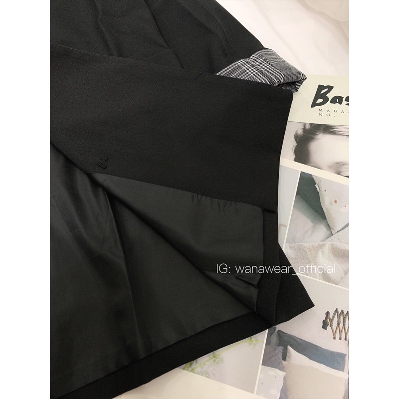 Áo blazer nữ form rộng WANAWEAR khoác nữ đen cao cấp 2 lớp dày dặn có đệm vai sang chảnh Hàn Quốc | BigBuy360 - bigbuy360.vn