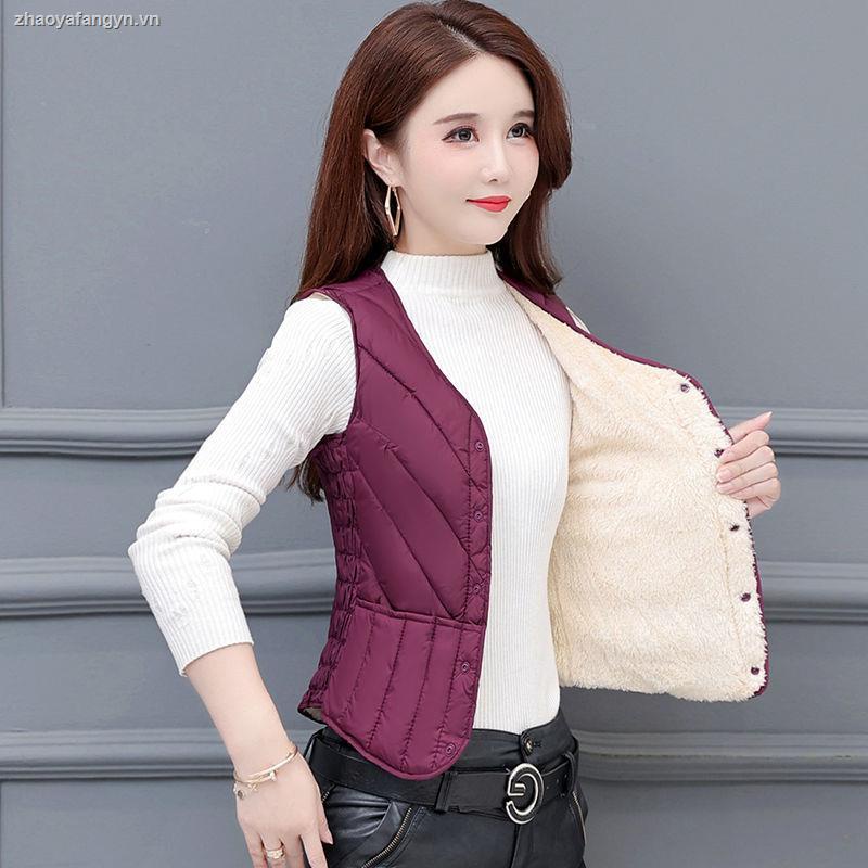 Áo khoác vest cotton nhung dày dặn ấm áp mùa đông cho nữ