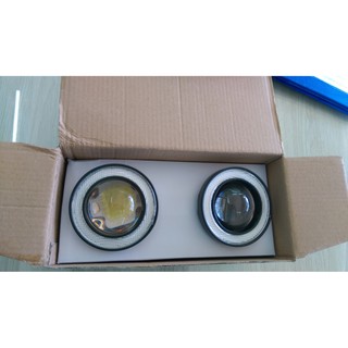 Cặp đèn trợ sáng Gương cầu viền xanh dương 89mm dùng cho oto,xe máy.
