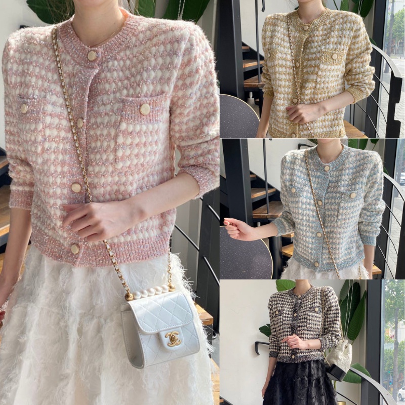 Áo cardigan len nữ phong cách dạ tweed kim tuyển Quảng châu cao cấp dệt kim dày dặn khoác ngoài hot tiktok kozoda AC35