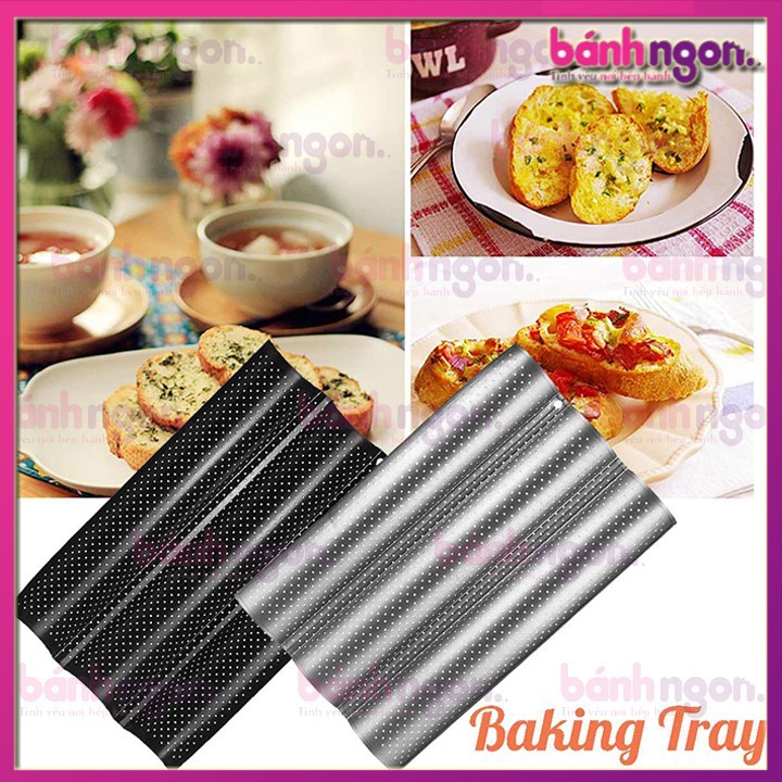 Khay Nướng Bánh Mì Pháp Baguette Chống Dính Lượn Sóng 3 Rãnh