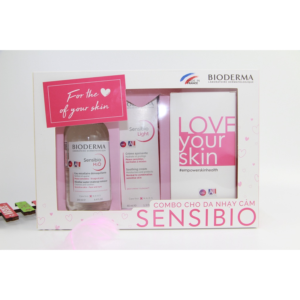 Bộ tẩy trang Bioderma Sensibio H2O và kem dưỡng Sensibio Light 40ml (Nhập khẩu)