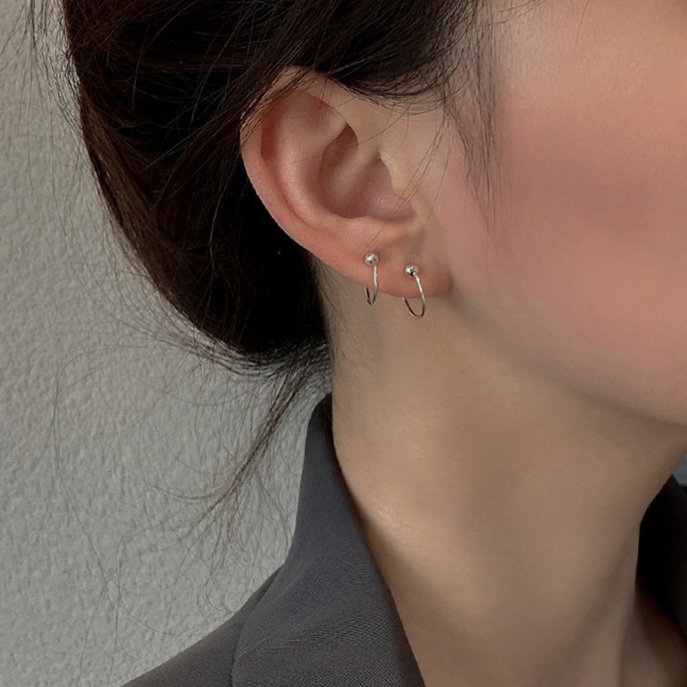 Đôi khuyên tai vòng tròn nhỏ đơn giản thời trang cho nữ Yanqueens Trang sứ Quà tặng