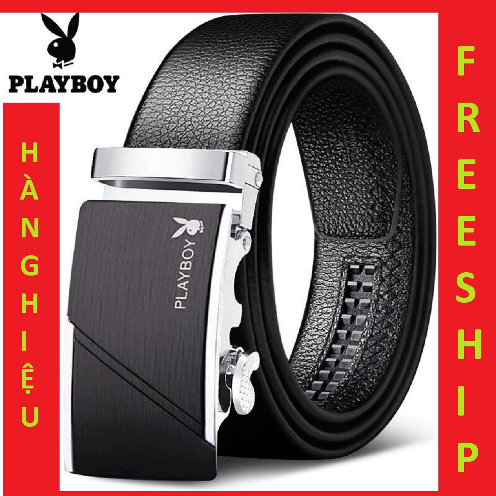 Thắt Lưng Da Nam Hàng Hiệu PLAYBOY Cao Cấp Khóa Đúc. Dây Nịt Nam Da Bò 100% Mạ Vàng Nam Tính Chính Hãng GC305