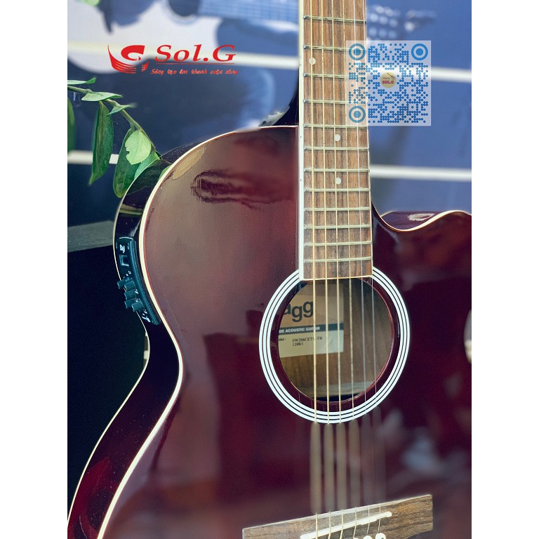 Guitar Acoustic Màu Đỏ Stagg SW206CETU-TR - Gỗ Vân Sam Nguyên Tấm - Guitar nhập khẩu - Sol.G Nhạc cụ chính hãng