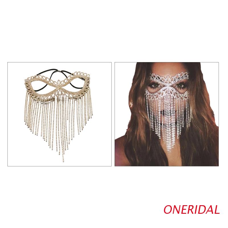 Mặt Nạ Mắt Mèo Đính Đá Pha Lê Tua Rua Dùng Cho Múa Bụng