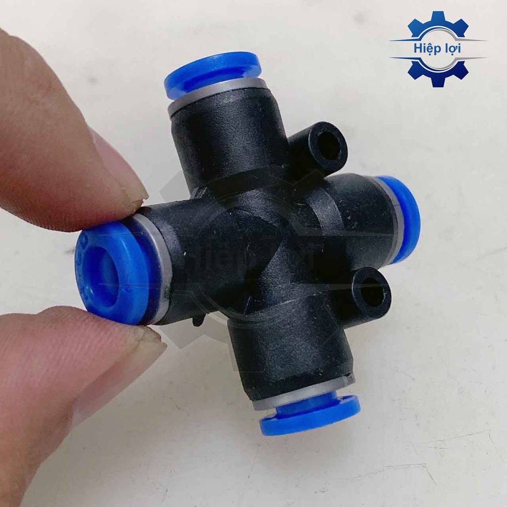 Nối hơi 4 đầu ống khí nén - Nối hơi chữ thập PZA - cút nối hơi 4 ngã - nối khí nén