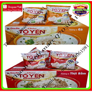 THÙNG CHÁO TỔ YẾN GẤU ĐỎ 30 gói x 50g vị Gà,Thịt Băm