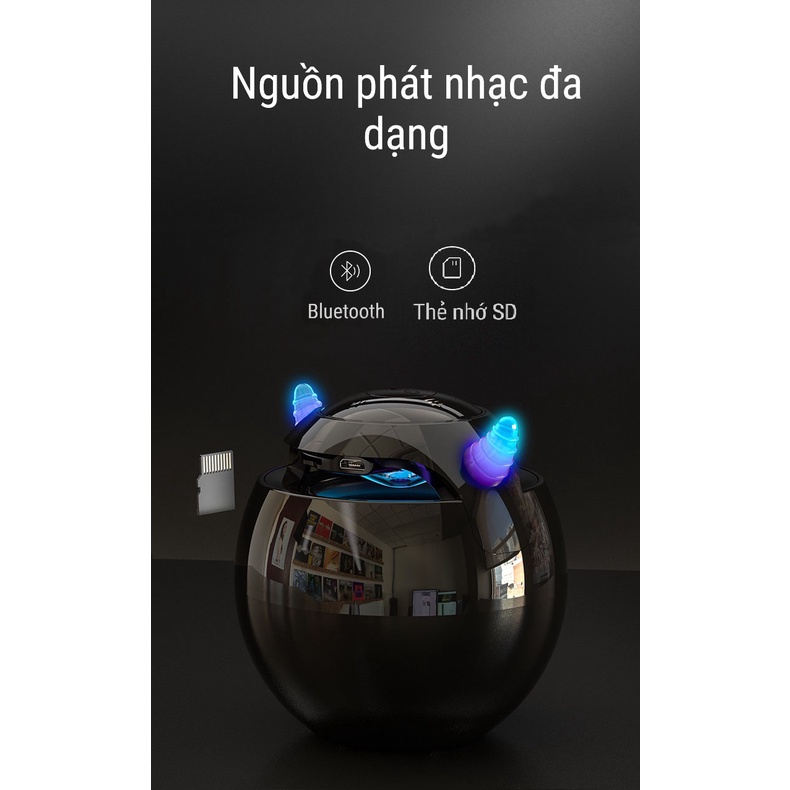 Loa bluetooth đồng hồ kèm báo thức Loa không dây nghe nhạc mini pin trâu giá rẻ đèn RGB tiểu quỷ