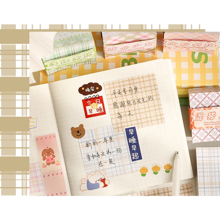 Peach Cute checkered pad Memo Pad School Office Stationery Notepad