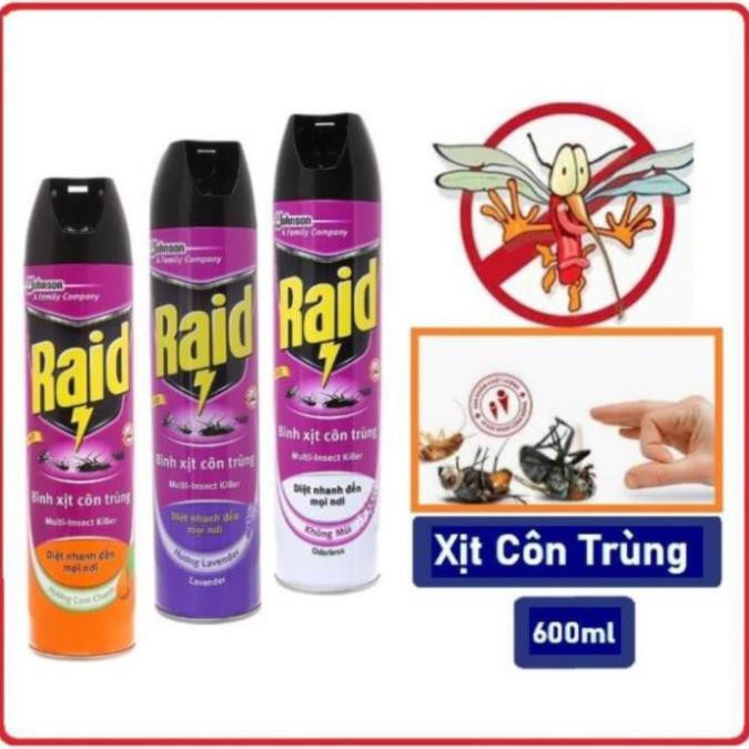 Bình xịt côn trùng Raid 600ml chai lớn, nhỏ, bình xịt kiến gián