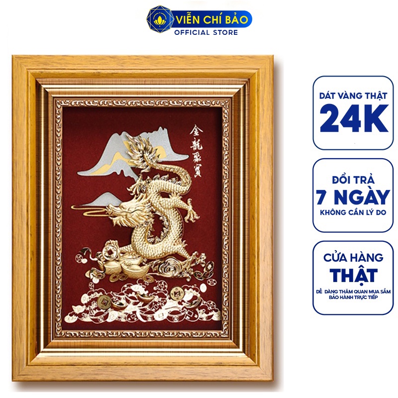 Tranh kim long tài phúc dát vàng 24k trang trí nhà cửa quà tặng cao cấp Viễn Chí Bảo M600090