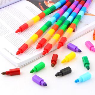 Bút chì màu kiểu xếp khối dài 12 màu thiết kế độc đáo dành cho trẻ em