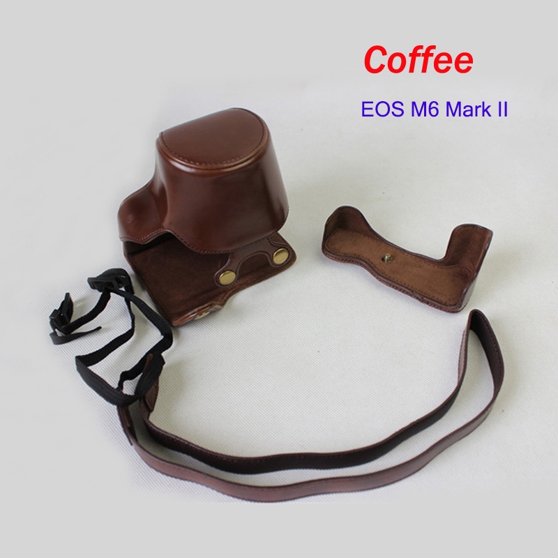 Túi Da PU Đựng Máy Ảnh Canon EOS M6 M6II M6 Mark ii Kèm Dây Đeo Vai 15-45mm