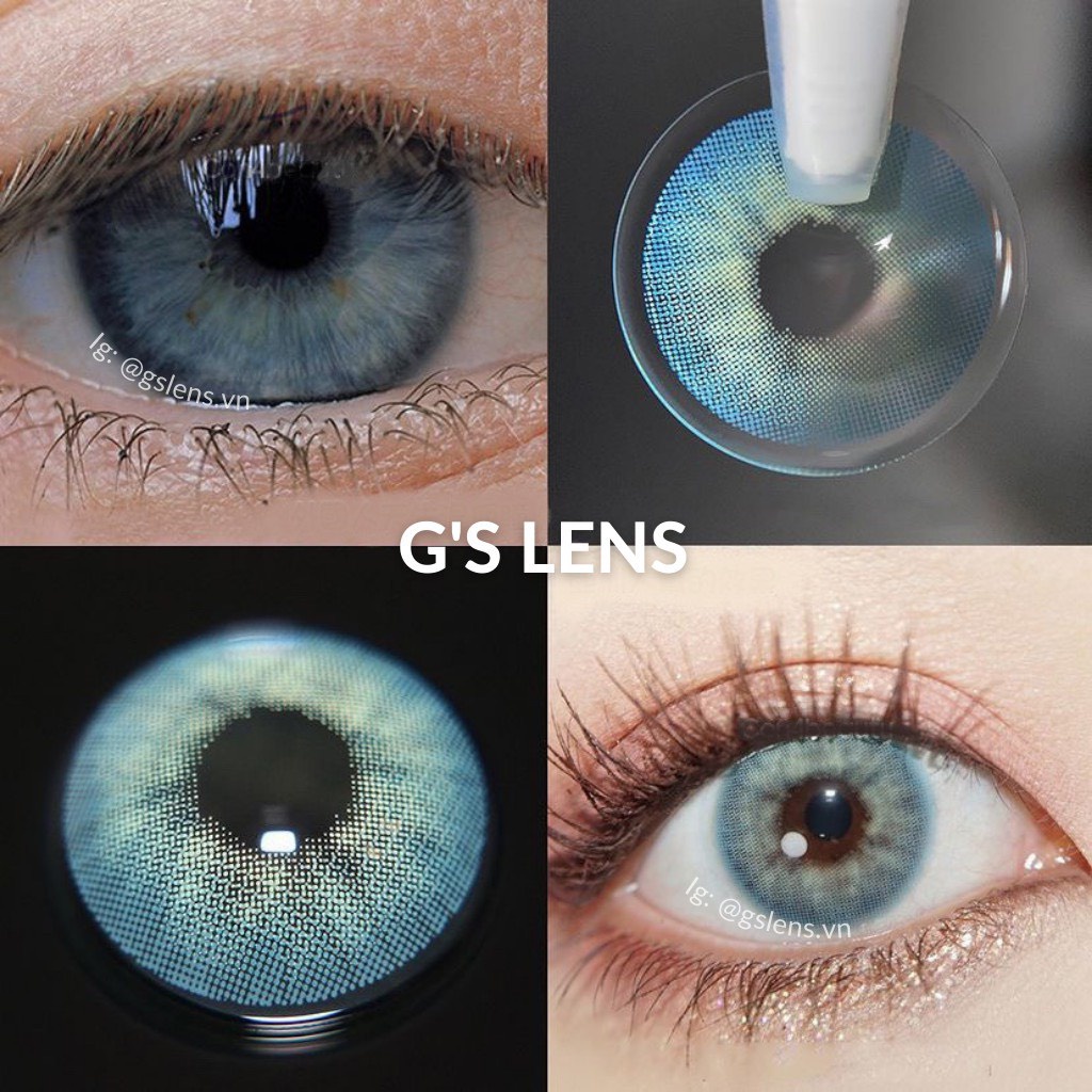 Kính Áp Tròng Lens Xanh Pitchy Blue Tây Sáng Siêu Đẹp Hot Douyin Không Giãn Xs 14mm Có 0 Đến 8 Độ Lệch Độ ST3034 Lệch Độ