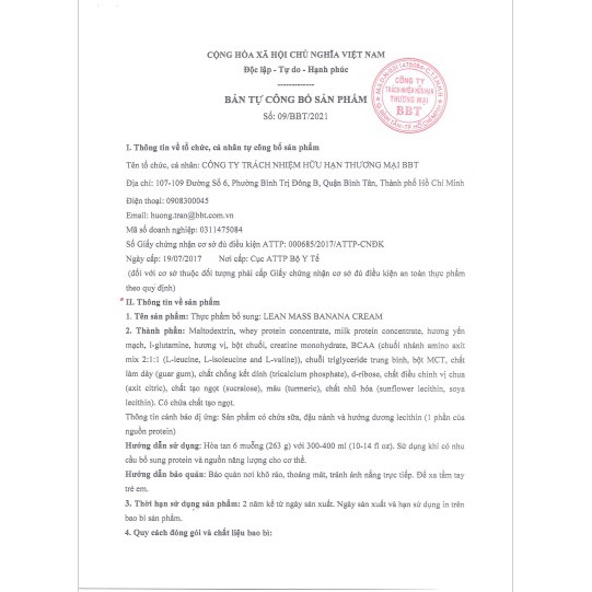 Lean Mass Weight Gainer 4.0 kg và 7.0KG– Tăng Cân Và Tăng Cơ Siêu Cấp, 15 liều dùng và 27 liều dùng.