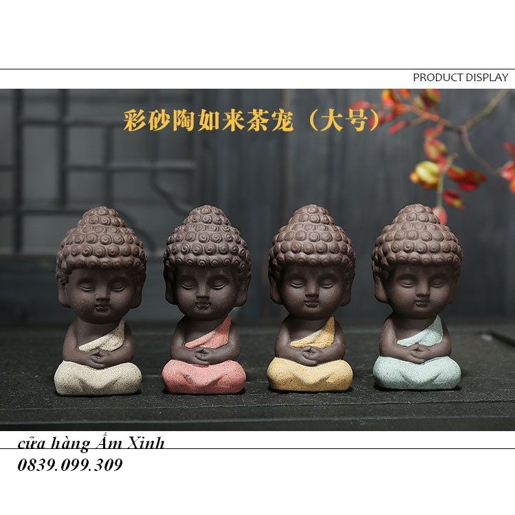 Tượng Phật ngồi thiền bằng gốm cao 9.5 cm