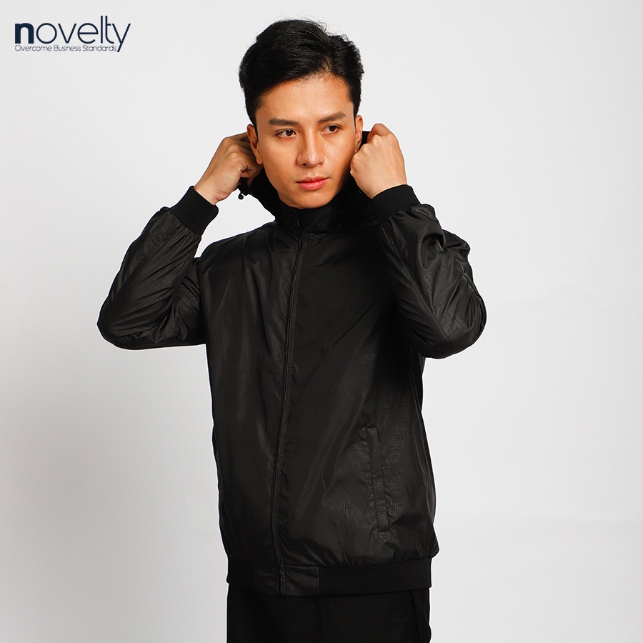 Áo jacket nam in chìm nón rời Novelty trượt nước màu đen 2203162