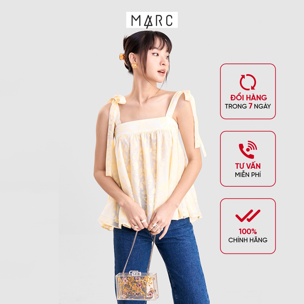 Áo kiểu nữ MARC FASHION 2 dây nơ form babydoll sheer hoa