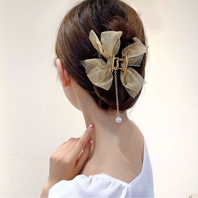 Kẹp Tóc Càng Cua Đính Nơ Lớn Dễ Thương Cho Nữ