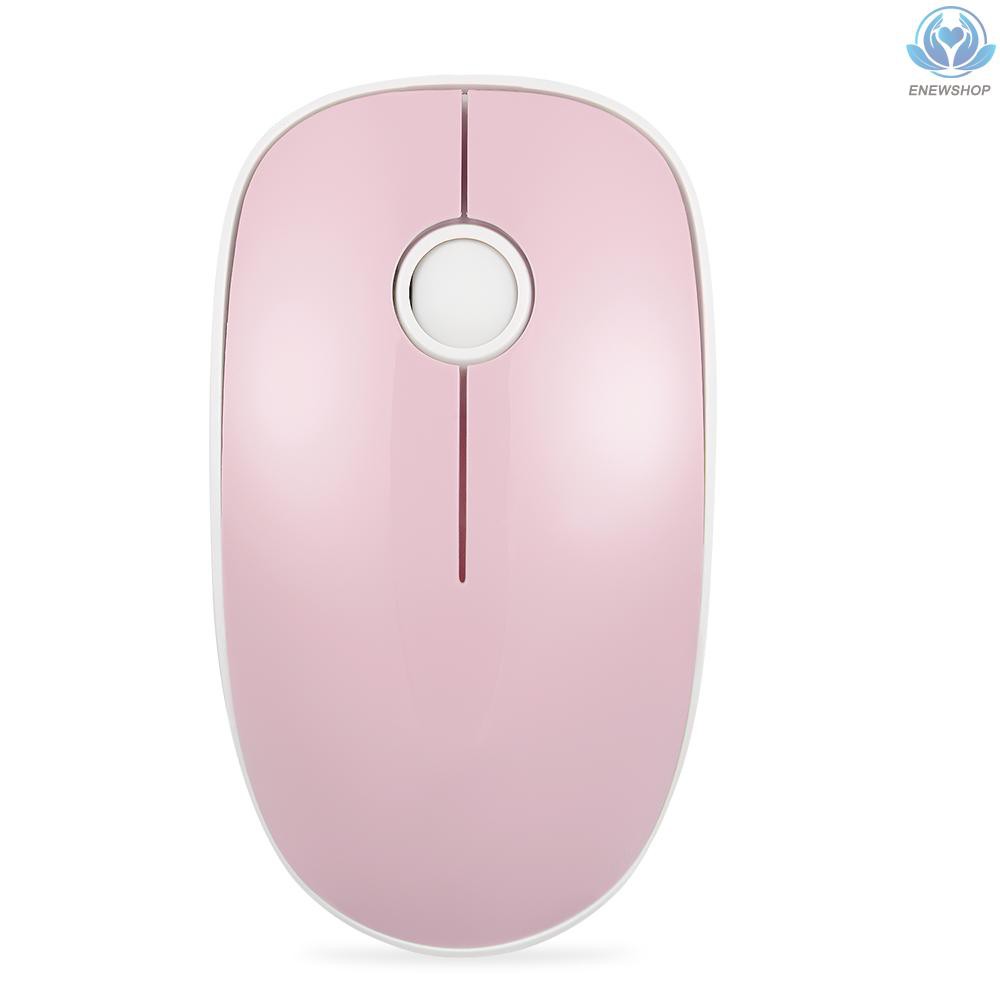 【enew】FD V8 2.4G Wireless Mute Mouse Plug &amp; Play Slim Mice Optical Tracking Power Saving Smooth Scroll Wheel for Laptop PC (Pink)