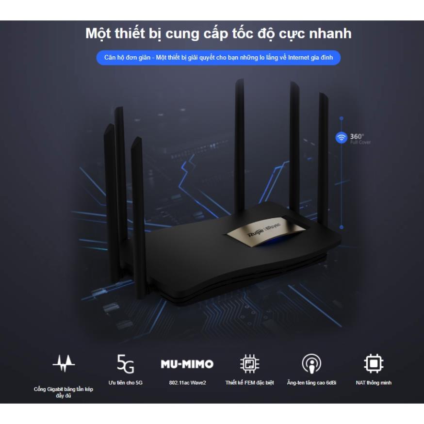 Bộ phát wifi 6 siêu tốc độ 1167Mbps, 2 băng tần, Ruijie EW1800GX EW1200G PRO , có mesh, quản lý qua app