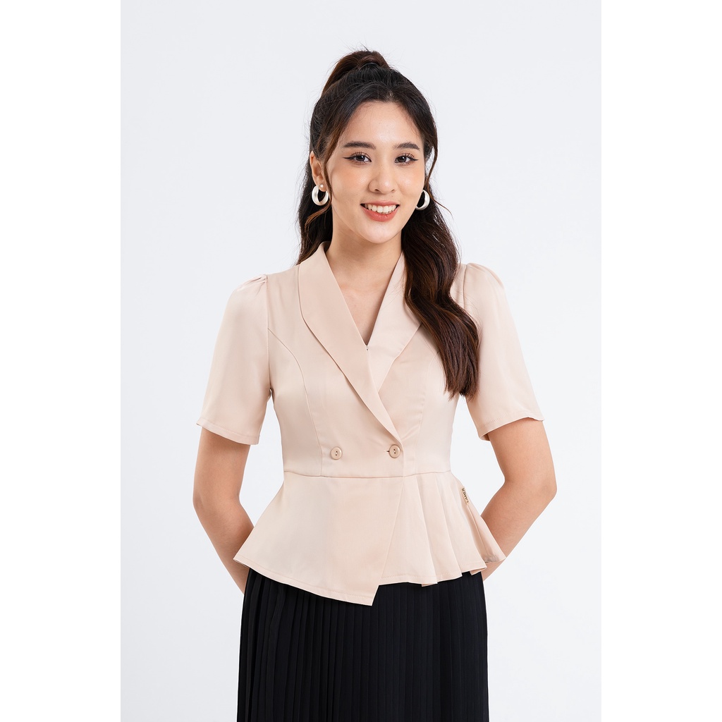 Áo Kiểu LAMER Xếp Ly Eo Hoa Cài L61H22H073